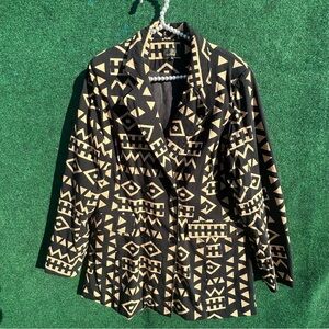 DIANU Black & Tan Geometric Print Blazer